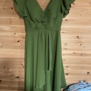 Green Midi Dress With Ruffle 2 E 36